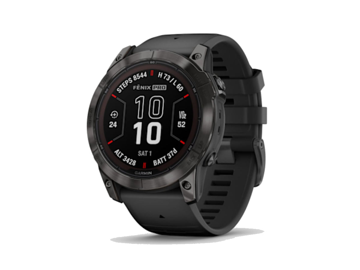 Garmin Fenix 7X Pro - Sapphire Solar-Carbon Gray DLC TI W/Black Band