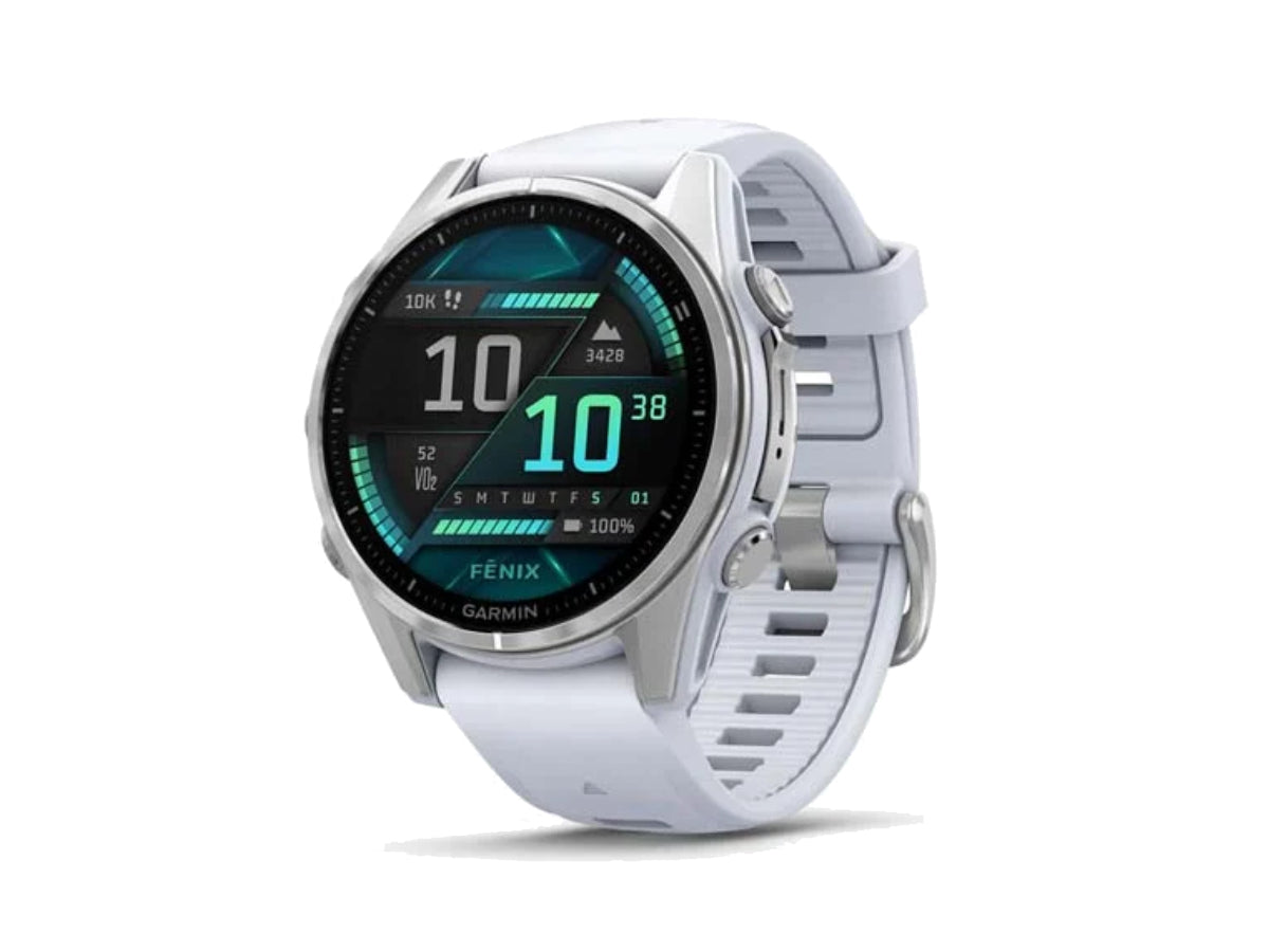 Garmin Fenix 8 - 43mm Glass, Bare SS/Whitestone, Whitestone Band, Sea (AMOLED)