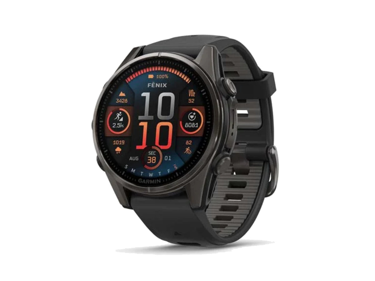 Garmin Fenix 8 - 43mm, Saph, Crbn Gryti/Blk, Blk/Pebble Gray Bnd, Sea (AMOLED Sapphire)
