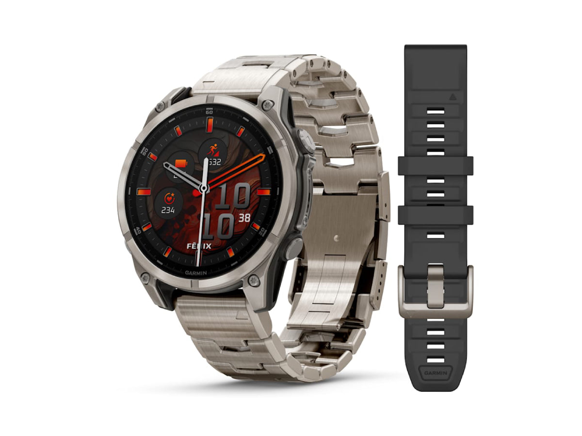 Garmin Fenix 8 - 47mm, AMOLED Sapphire Bare Titanium-Graphite With Titanium Band (+1 Graphite Silicone Band)