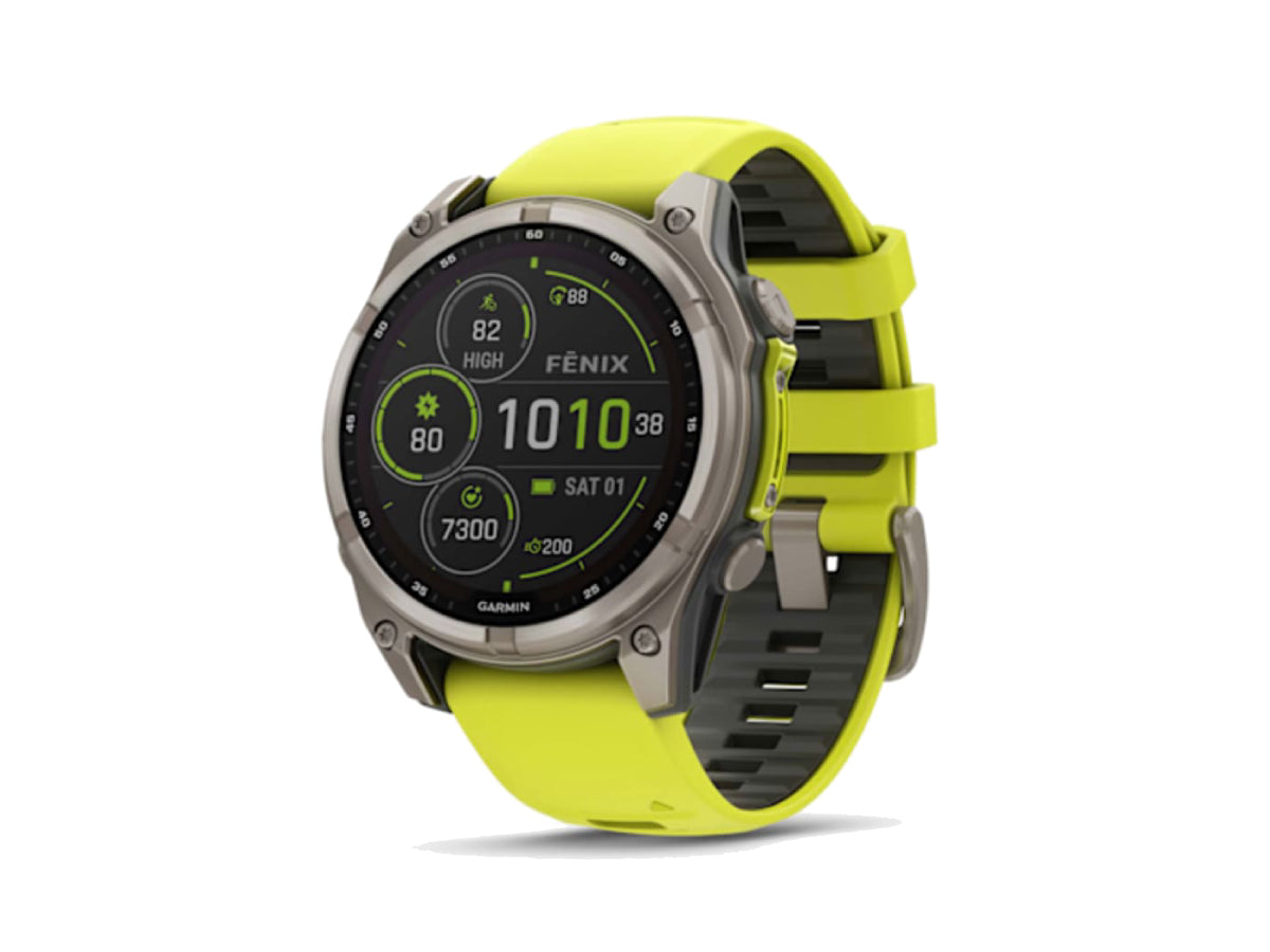 Garmin Fenix 8 - 47mm, Solar Sapphire Titanium With Amp Yellow/Graphite Silicone Band (Sapphire Solar)