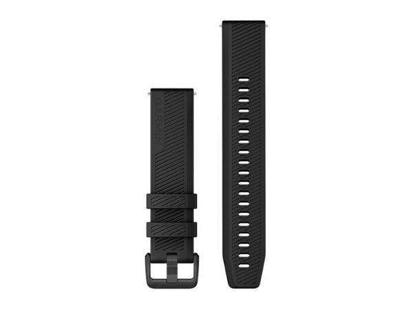 Garmin Quick Release Band (20 mm), Black Silicone Band with Slate Hardware (For Vivoactive 3, Vivoactive 3 Music, Vivomove HR, Forerunner 645 Music)