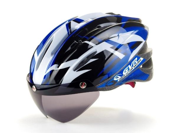 GVR Jump Bicycle Adult Helmet with Visor - Blue