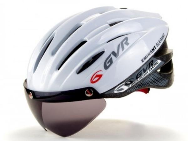 GVR Solid Bicycle Adult Helmet with Visor - White