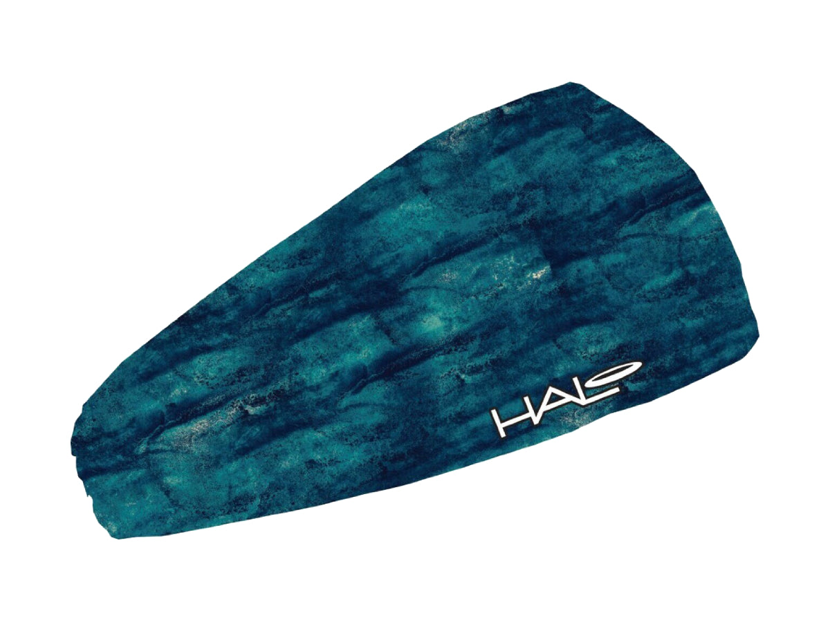 "Halo Bandit Pullover headband 4-inch wide Ocean – moisture-wicking athletic headband designed for effective sweat control"

