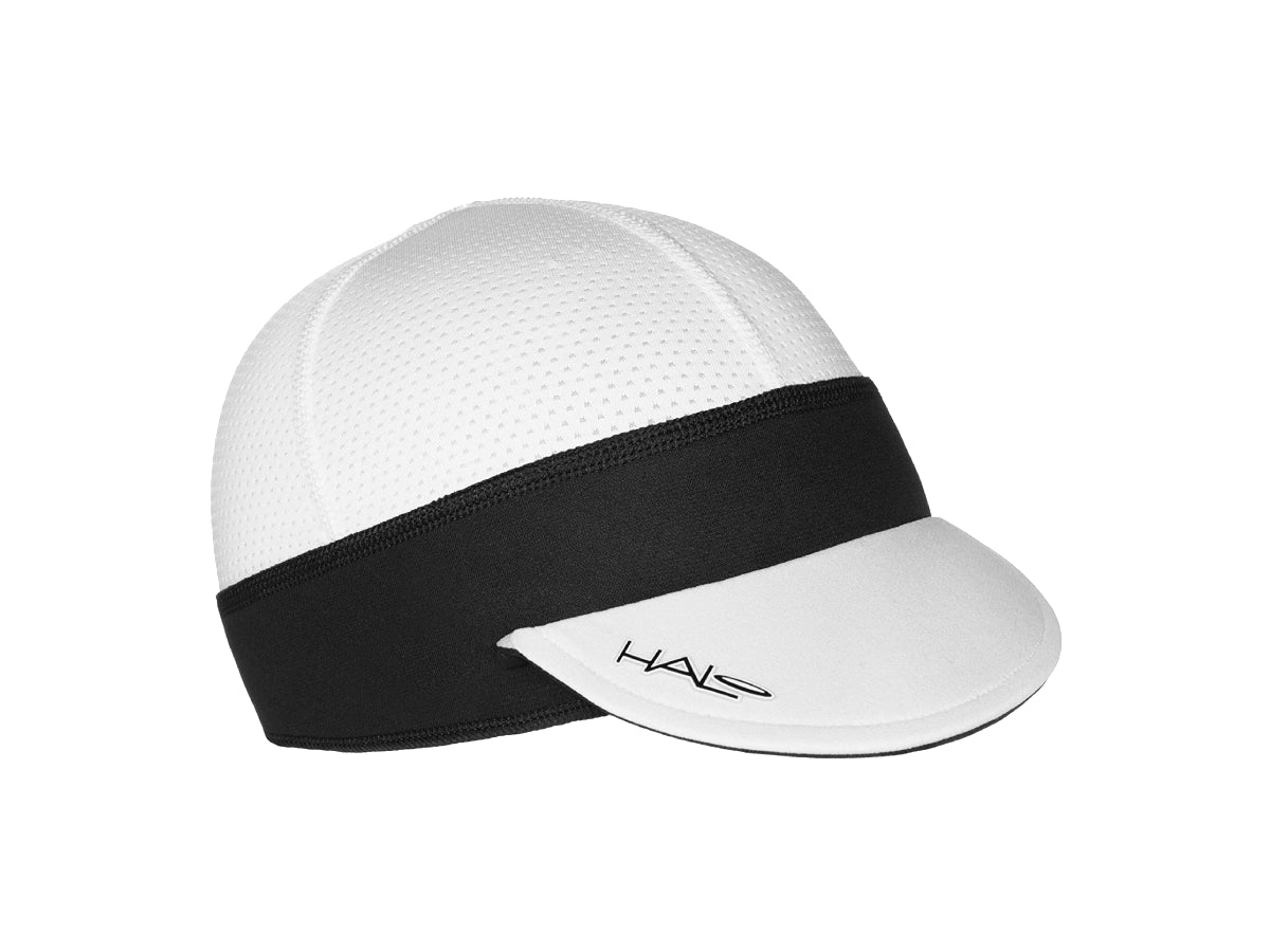 “Halo cycling cap in white – lightweight, moisture-wicking under-helmet headwear”








