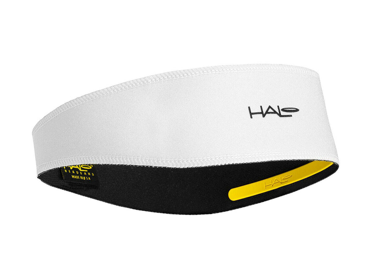 "Halo II Pullover headband 2-inch wide white – moisture-wicking athletic headband for sweat control during workouts"

