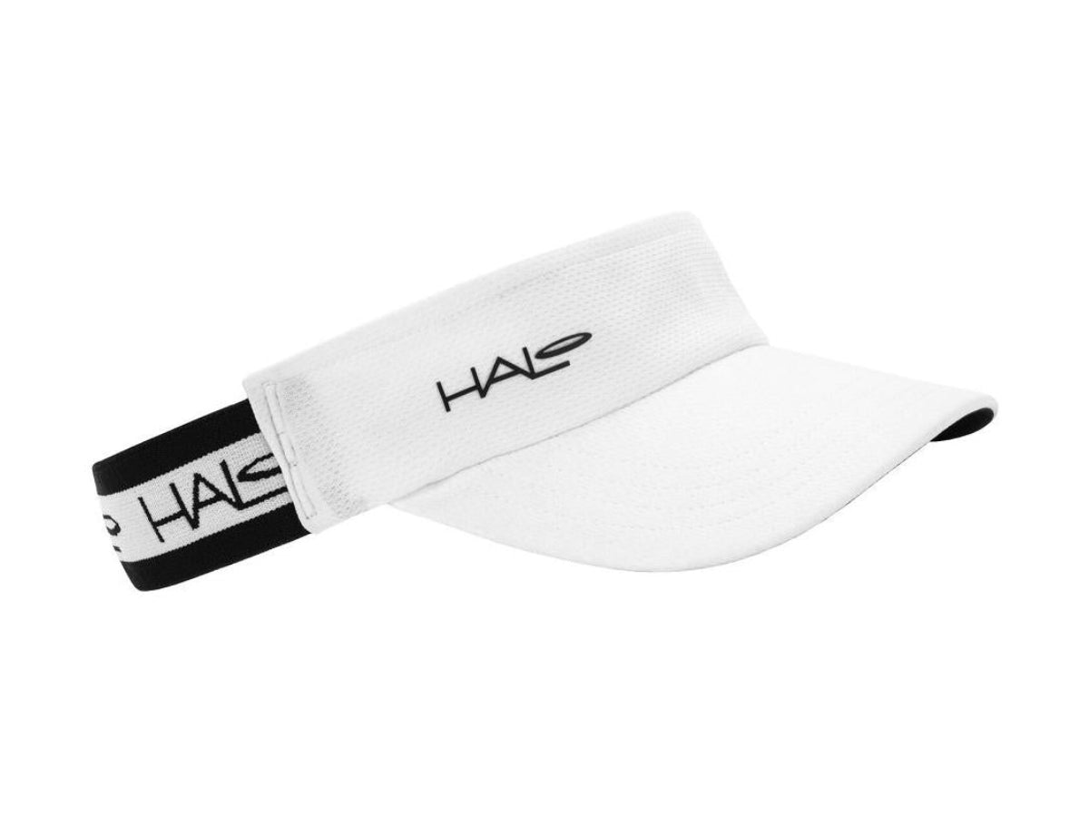 "Halo Race visor white – lightweight and breathable cycling visor designed for sun protection and sweat management"

