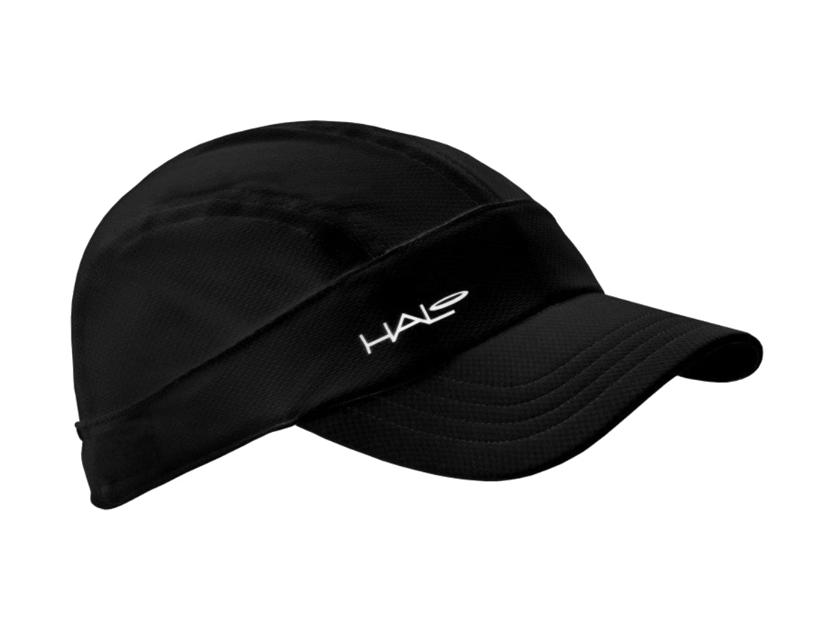 "Halo Sport hat black – sleek and breathable cycling hat designed for optimal comfort and sweat management"


