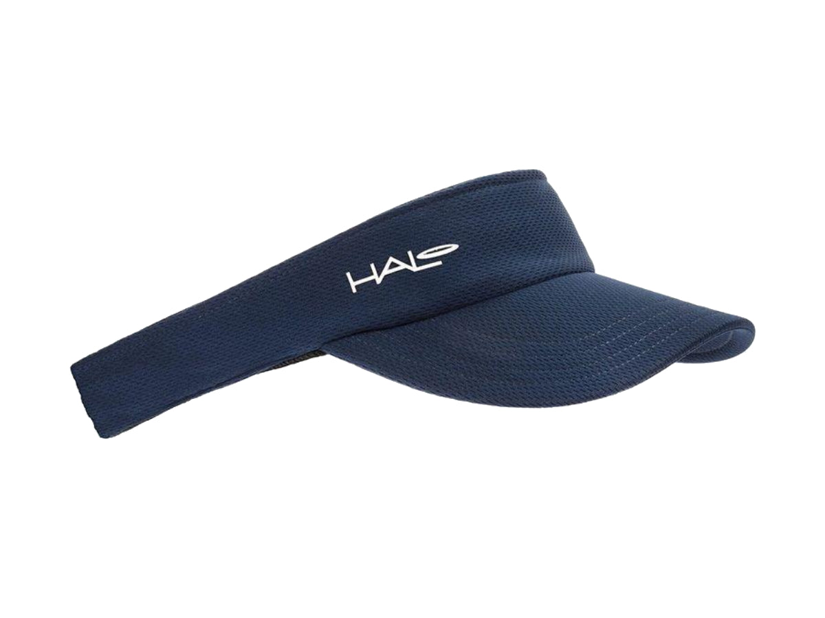 "Halo Sport visor navy blue – breathable and lightweight cycling visor offering sun protection and sweat control"

