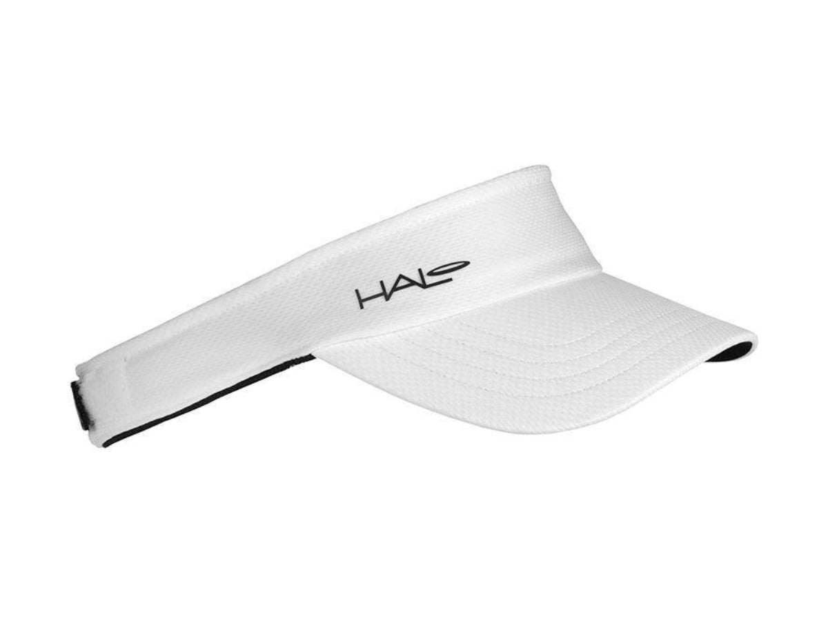 "Halo Sport visor white – lightweight cycling visor designed for effective sun protection and moisture-wicking comfort"

