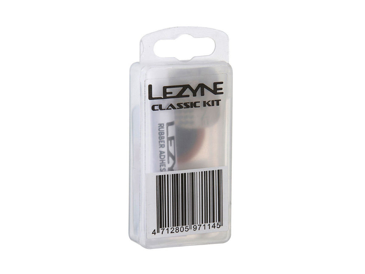 &quot;Lezyne Classic Kit Puncture Patches with self-adhesive patches and tools for reliable bicycle tire repair&quot;







