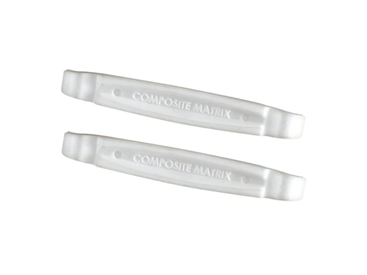 "Lezyne Matrix Tyre Lever Set of 2 in white, durable fiber-reinforced levers for easy bicycle tire removal"







