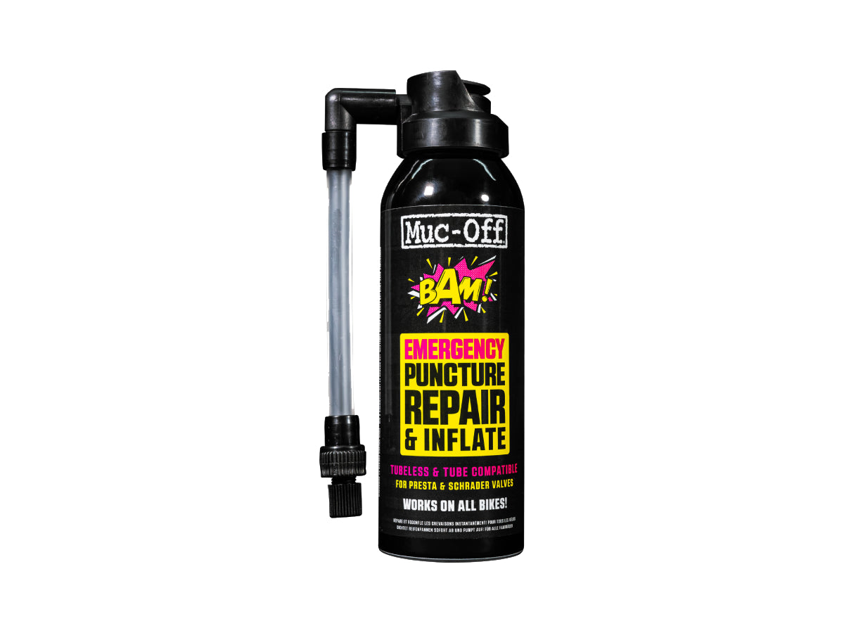 &quot;Muc-Off BAM Instant Puncture Repair – fast-acting bicycle tire sealant for quick and reliable flat tire fixes&quot;

