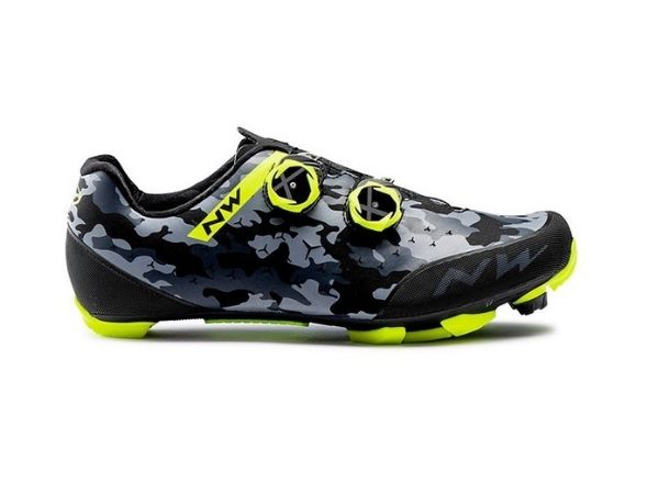 Northwave Rebel 2 Shoes - Camo Black/Yellow Fluo