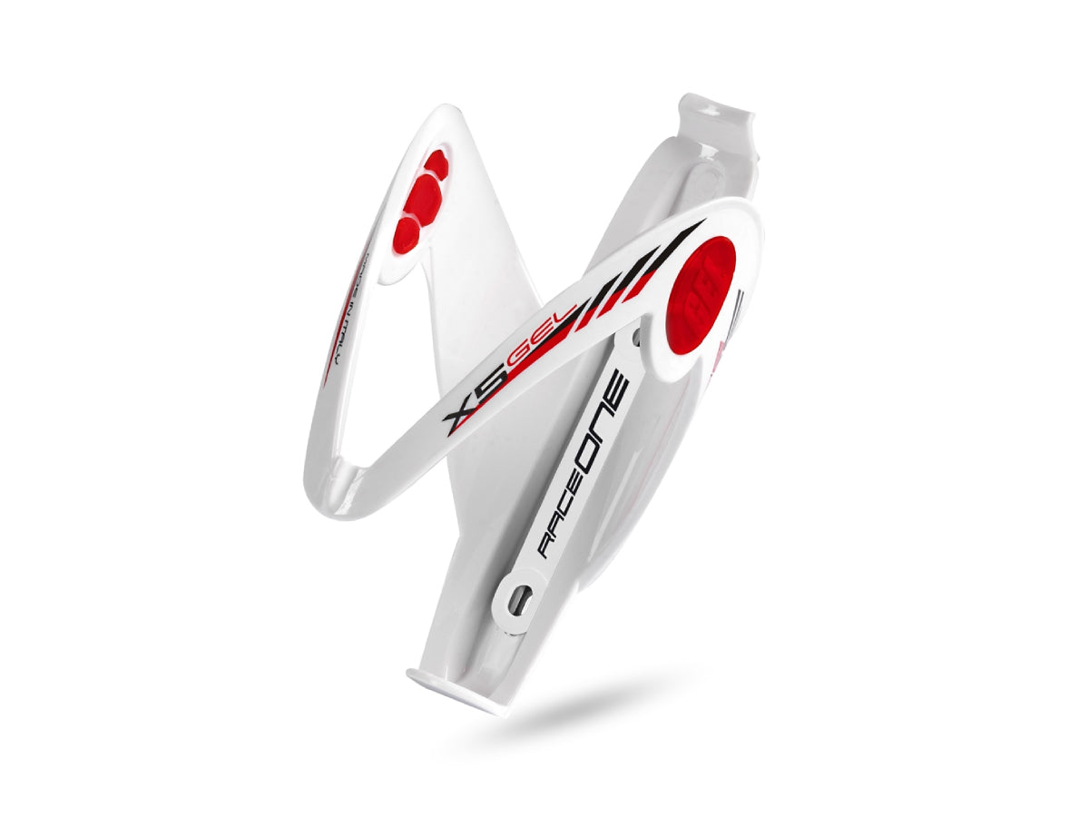 &quot;RaceOne X5 gel saddle white and red – ergonomic cycling seat with gel padding for comfort and performance&quot;


