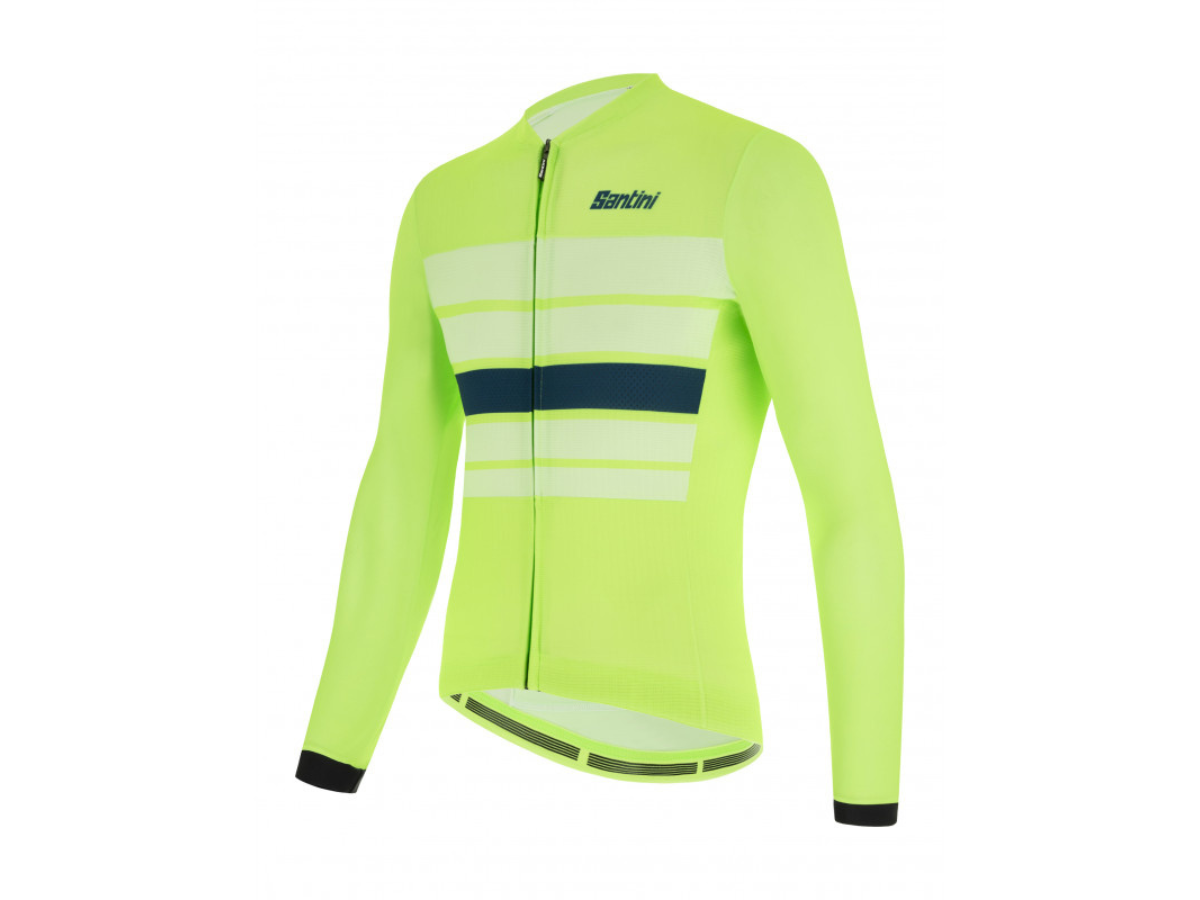 Santini Eco Sleek Bengal Long Sleeve Jersey - Fluo Green