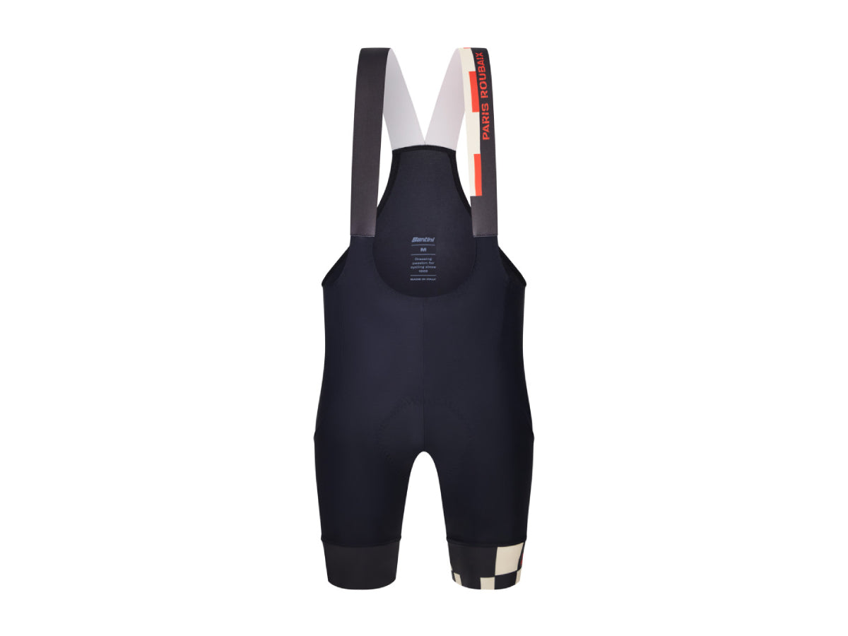 "Santini ParisÃ¢â‚¬â€œRoubaix bib shorts Ã¢â‚¬â€œ ergonomic cycling bib shorts designed for comfort and endurance on cobbled classics"

