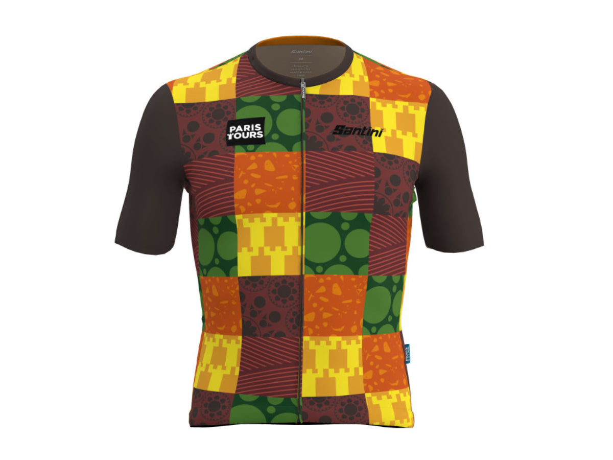 "Santini ParisÃ¢â‚¬â€œTours jersey Ã¢â‚¬â€œ breathable cycling jersey celebrating the historic French classic road race"

