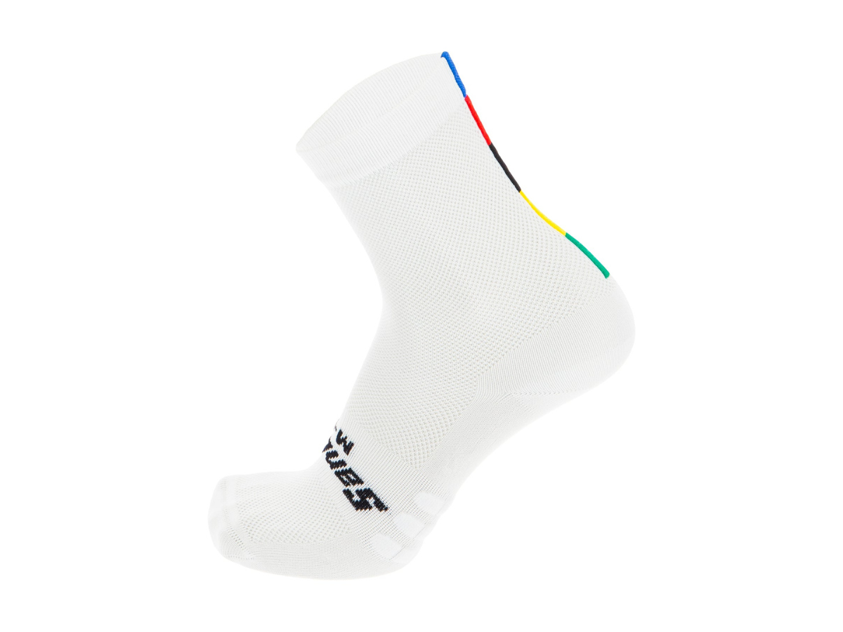 Santini Uci Official Rainbow Socks-White