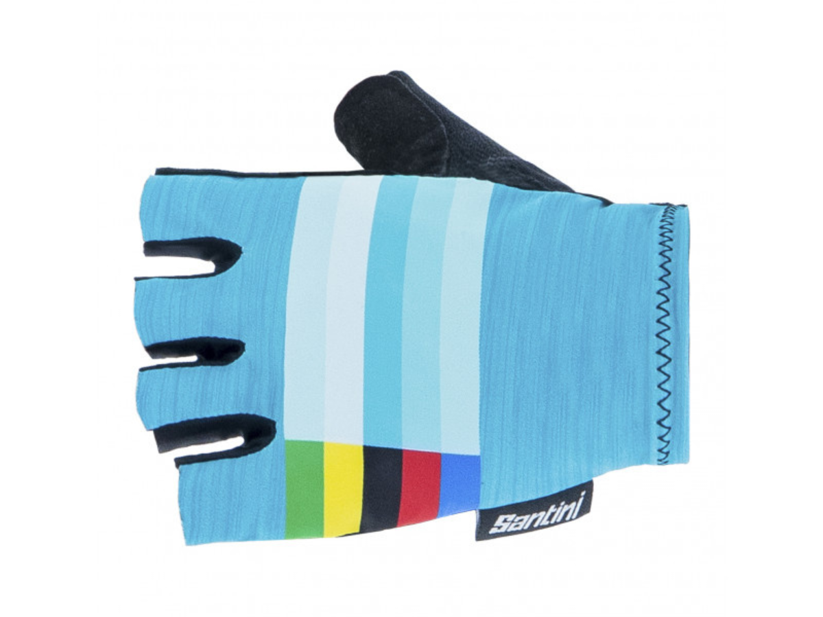 Santini UCI Rainbow Gloves - Acqua