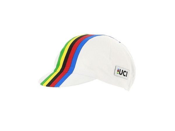 Santini UCI Rainbow Stripes Cycling Cap - White