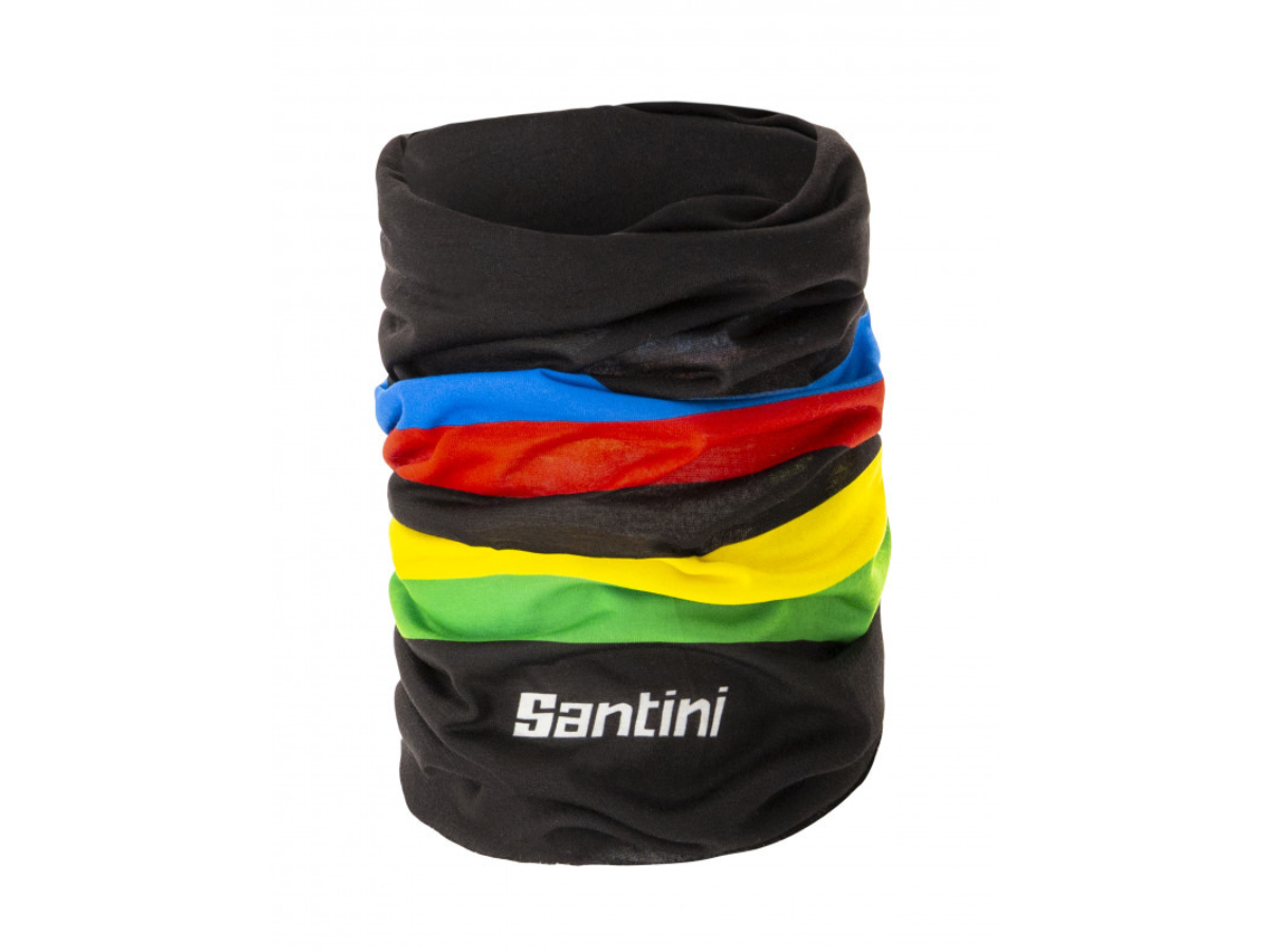 Santini UCI Rainbow Stripes Neck Warmer - Black
