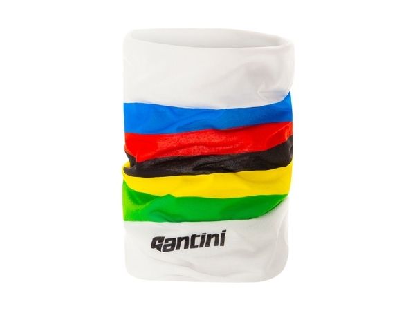 Santini UCI Rainbow Stripes Neck Warmer - White