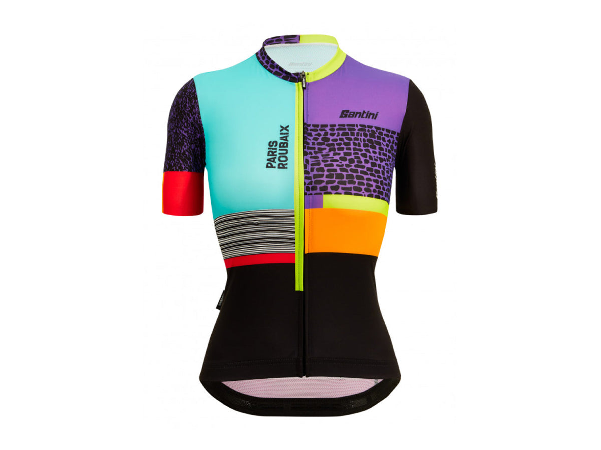 &quot;Santini women&#39;s Roubaix Heroes jersey Ã¢â‚¬â€œ breathable performance cycling jersey inspired by the ParisÃ¢â‚¬â€œRoubaix race&quot;

