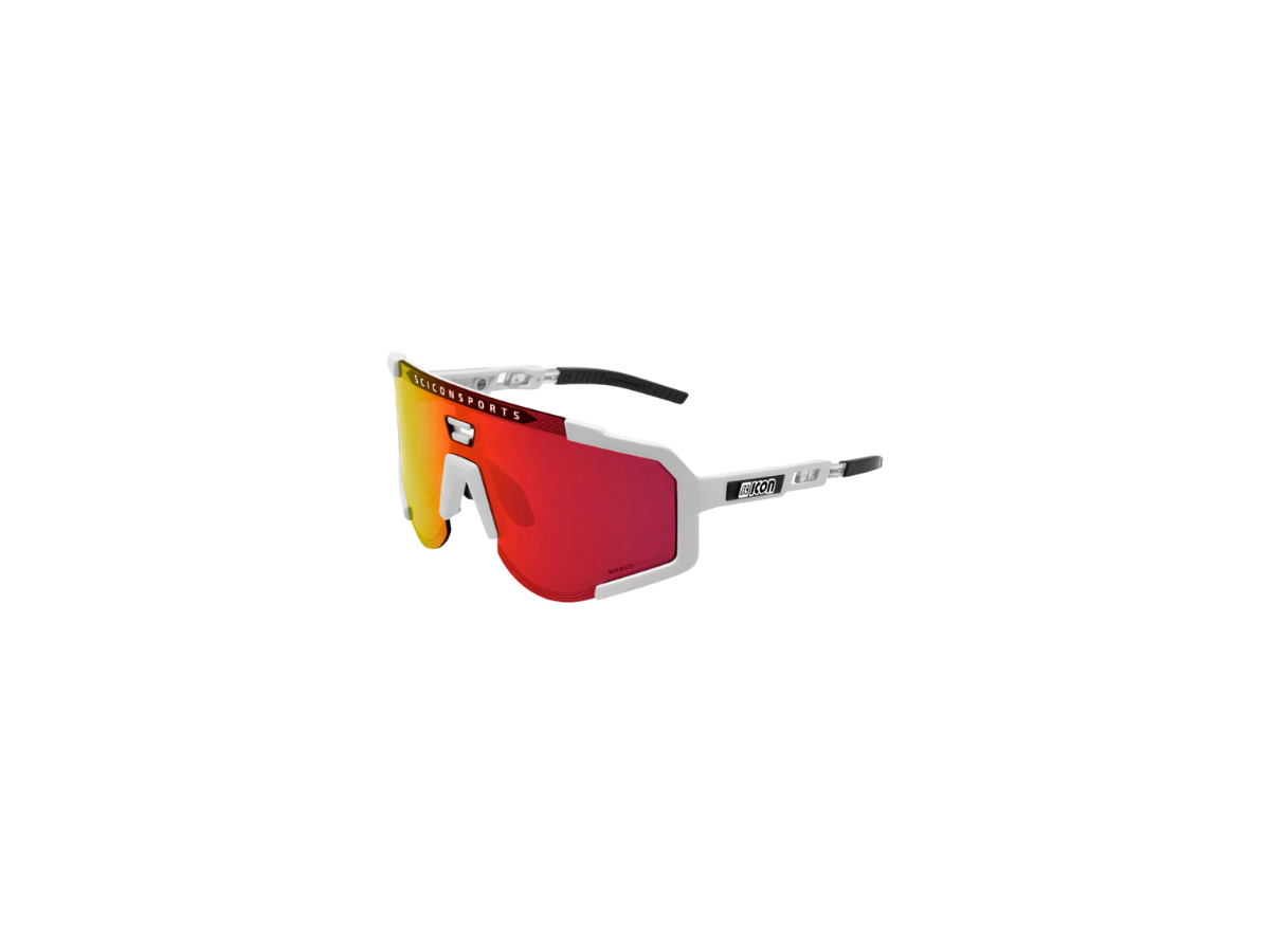 Scicon Eyewear Aeroscope Sunglasses White Frame, With Multimirror Red &amp; Rain Clear Lenses
