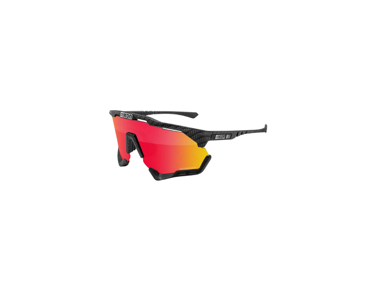 Scicon Eyewear Aeroshadexl Carbon Matte Frame, With Red &amp; Rain Clear Lenses