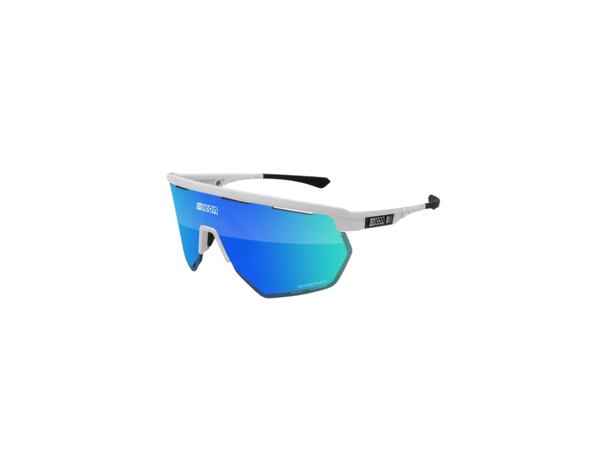 Scicon Eyewear Aerowing White Gloss Frame, With Multimirror Blue &amp; Rain Clear Lenses