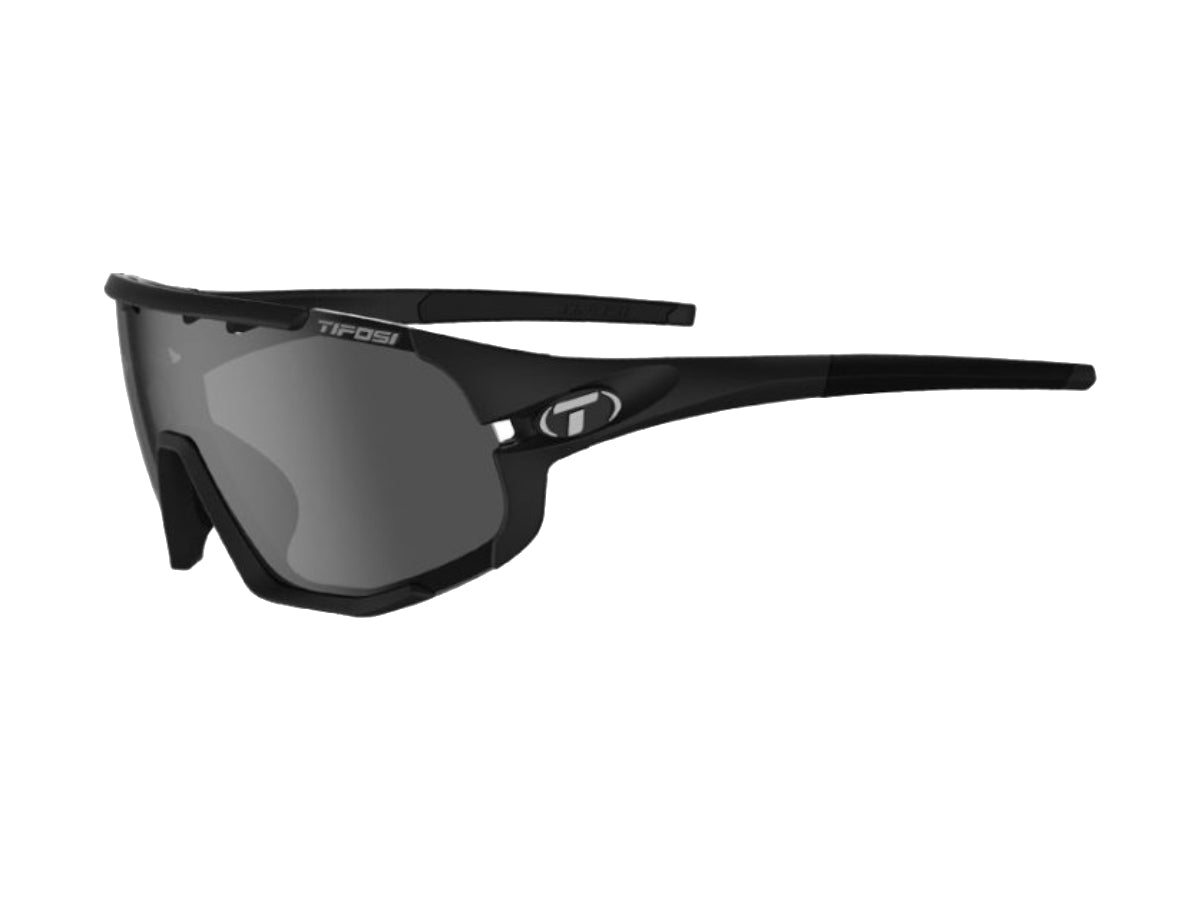 &quot;Tifosi Sledge sunglasses matte black – performance sports eyewear with interchangeable lenses for cycling and running&quot;

