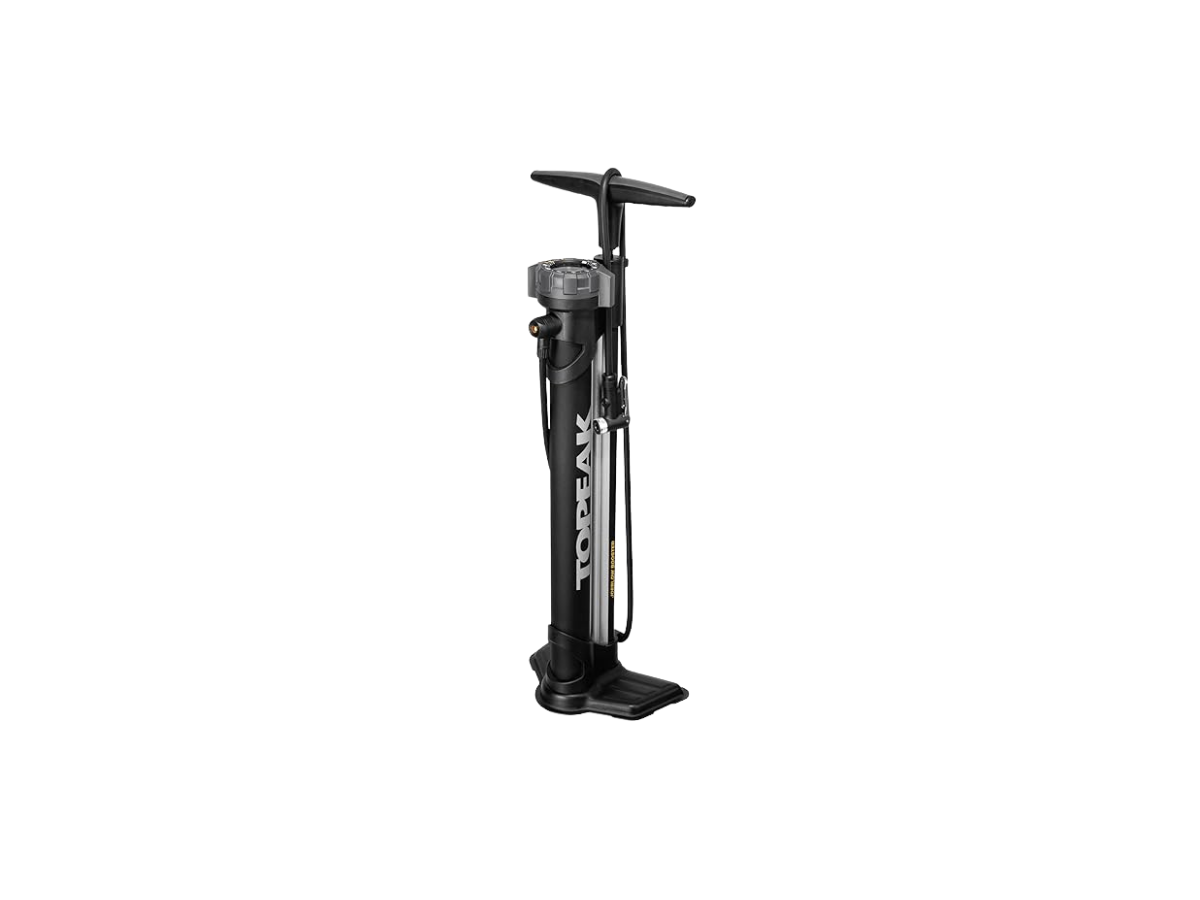 Topeak Pump With Mini Workstand, Smart Head Dual Analog Gauge For Low/High Pressure, 160 Psi/11 Bar